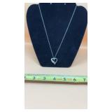 Sterling Silver and Diamond Heart Pendant