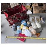 Fold up Sewing Basket with Yarn, scissors, Pins,
