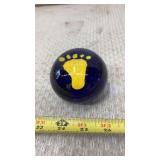 Artglass Footprint Paperweight Yellow Sandy Foot