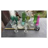 Clear Leaded Glass Angels, , Green Glass Vases,