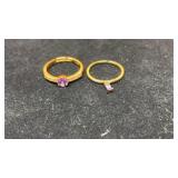 CM Gold Toned Rings with Purple Stones