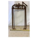 Antique hay trolley and grapple fork assembly