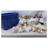 Tote of Vtg Dolls