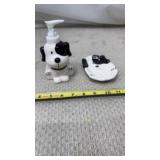 Charming ceramic dog-themed soap dispenser set