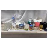 Igloo Cooler, Kitty Plate, Glassware, Vases and