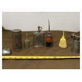 Oil Cans and Vintage Military Army Flask with Cap