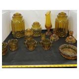 LE Smith Glass Amber Honey Moon and Stars Set