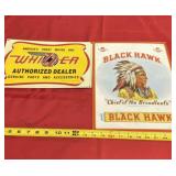 Whizzer and Black Hawk Metal Signs