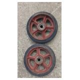 8" Heavy Duty Cast Iron Solid Rubber Wheels for