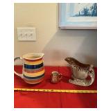 Swirl pitcher, Bel-Terr Gold Cup and Sleigh Vase