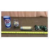 Stp Oil Glass Indiana 500 Glass and Toy Car