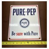 Pure-Pep Gasoline Porcelain Pump Sign from