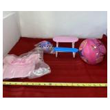 Barbie Hat, Balls and Picnic Table.