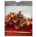 Basket Artificial Flowers & Pheasant Feathers
