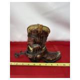 Resin Cowboy Boot with Spur Coin Bank