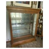 Oak Curio Cabinet with Mirrored Back