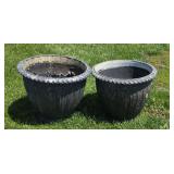 Two 18" Tall Heavy Duty Plastic Flower Pots
