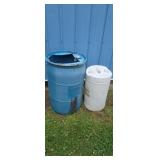 Two plastic barrels