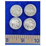4 Buffalo Nickels- Unknown Dates