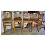 5 Solid Wood Counter/Bar Stools - Oak Finish. 43"