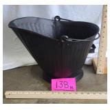 Primitive Galvanized Coal Bucket. Painted black.