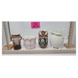 Antique Majolica 2 handled vase with raised