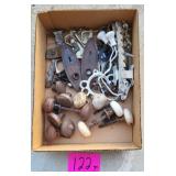 Antique Ornate Brass & Ceramic Hardware