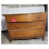 Antique Oak Serpentine Curve 3 Drawer Dresser -