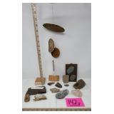 Primitive Mounted Native American Stone tools,
