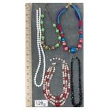 Vintage Costume Jewelry:  Black Glass Beaded