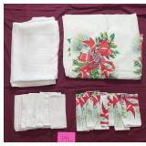 Vintage Table Linens:  White Linen Tablecloth (