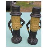 Two Cast Iron 5 1/2" Planters Peanut Banks