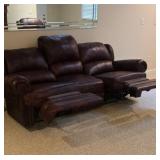 Brown Leather Reclining Sofa
