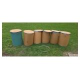 Six Cardboard Barrels with Lids