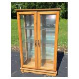 Lighted Wood and Glass Display Case 24x12x38.5