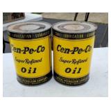 Two Cans of Cen-Pe-Co Oil Both Full