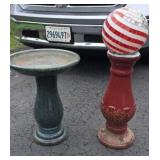 Gazing Yard Ball on Stan Bird Bath, Bird Bath Bowl