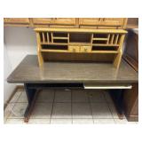 60x 30x 29 1/2 Wooden Table with Glass Top and a
