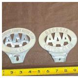 Metal AAA Motor Club License Plate Toppers