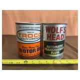 Vintage Motor Oil Cans Wolfs Head Never Been
