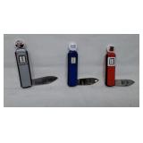 3 Gas Pump Knives. Franklin Mint Gas Station Knive