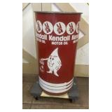 Kendal Motor Oil Tin Bin on a Dolly