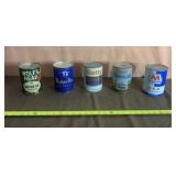 Old Motor Oil Cans 3 are Empty 2 are Full