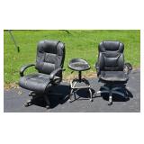 Two Old Office Chairs Well Used and a Shop Stool