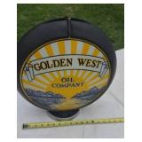 Golden West Oil Company Glass Sign Gas Pump