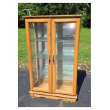 Lighted Wood and Glass Display Case 24x12x38.5