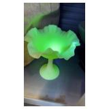 Fenton uranium custard glass compote candy dish