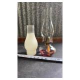 Vtg Oil Clear Glass Oil Lamp with Clear Chimney