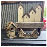 Hand Crafted Birdhouse & Bench Decor