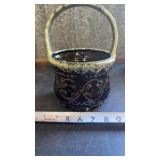 Hull art pottery basket planter features a green
